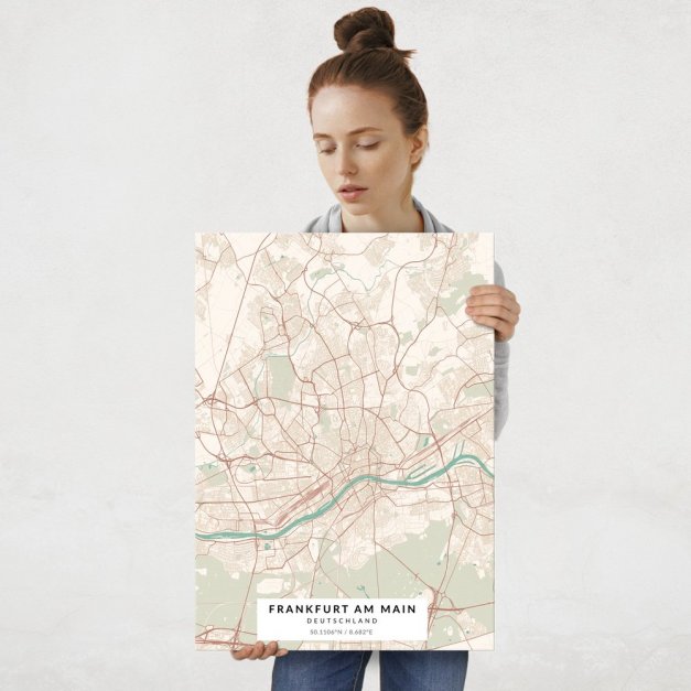 Plakat metalowy Mapa Vintage Frankfurt am Main L
