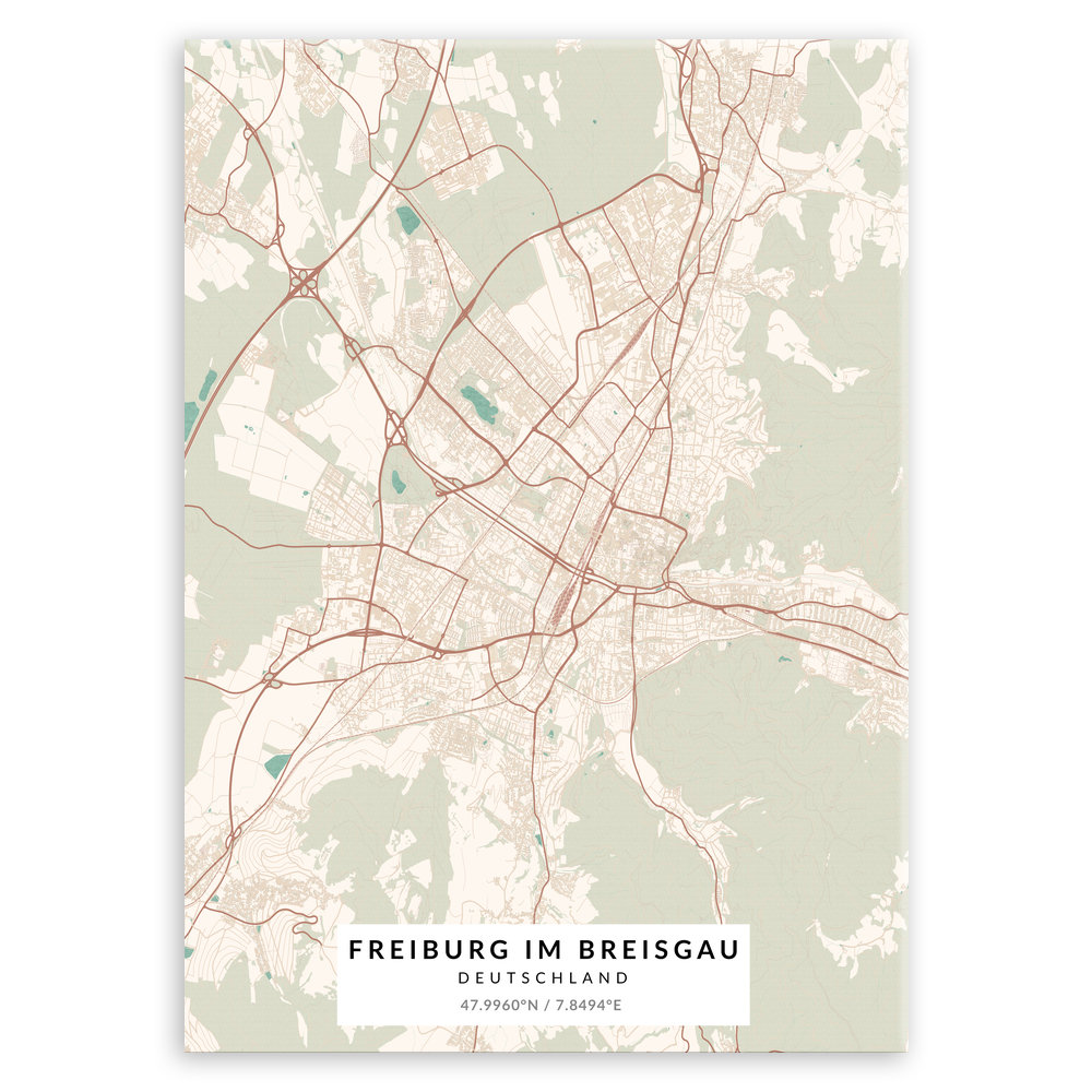 Plakat metalowy Mapa Vintage Freiburg im Breisgau M