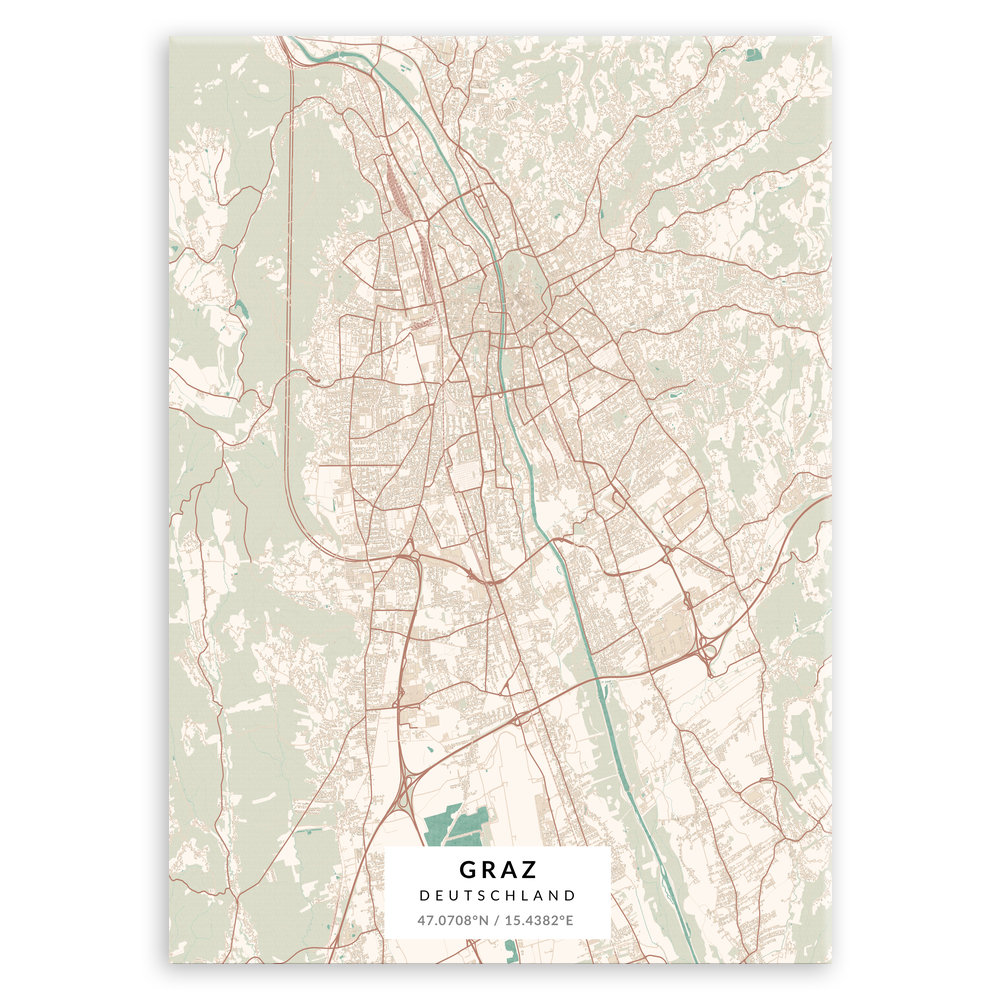 Plakat metalowy Mapa Vintage Graz M