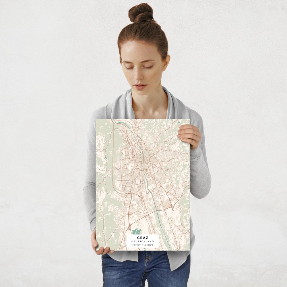 Plakat metalowy Mapa Vintage Graz M