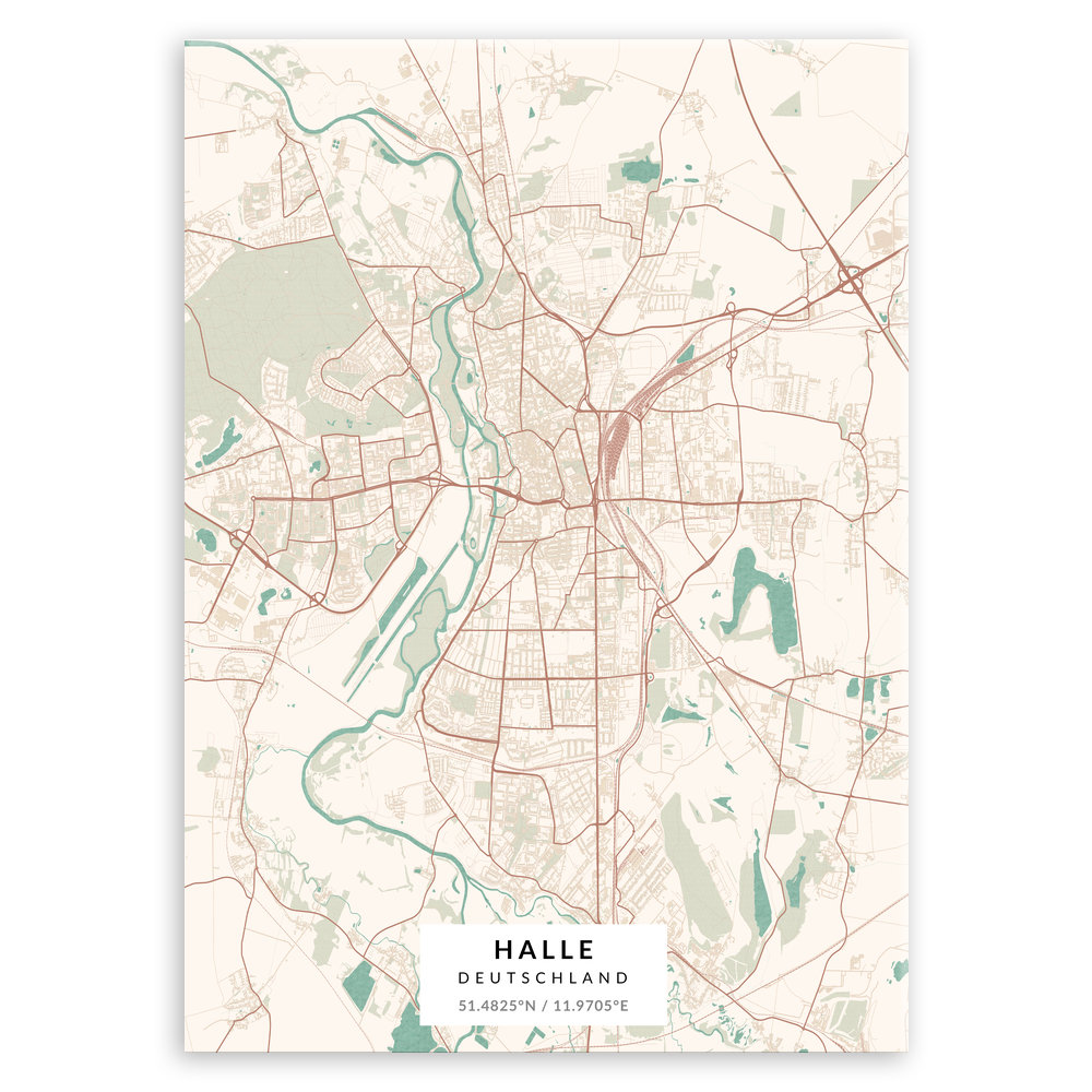 Plakat metalowy Mapa Vintage Halle M