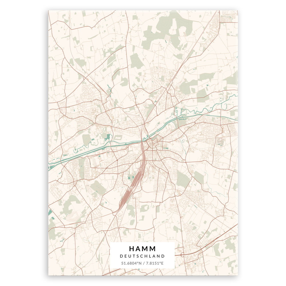 Plakat metalowy Mapa Vintage Hamm M