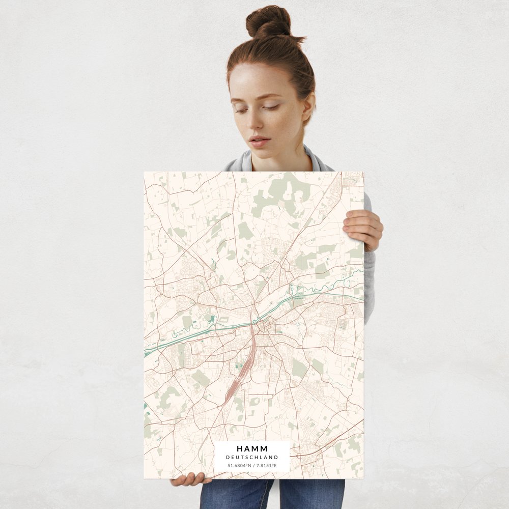 Plakat metalowy Mapa Vintage Hamm L