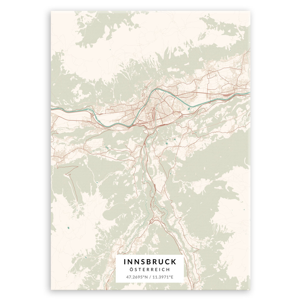 Plakat metalowy Mapa Vintage Innsbruck M