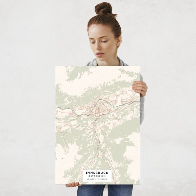 Plakat metalowy Mapa Vintage Innsbruck L