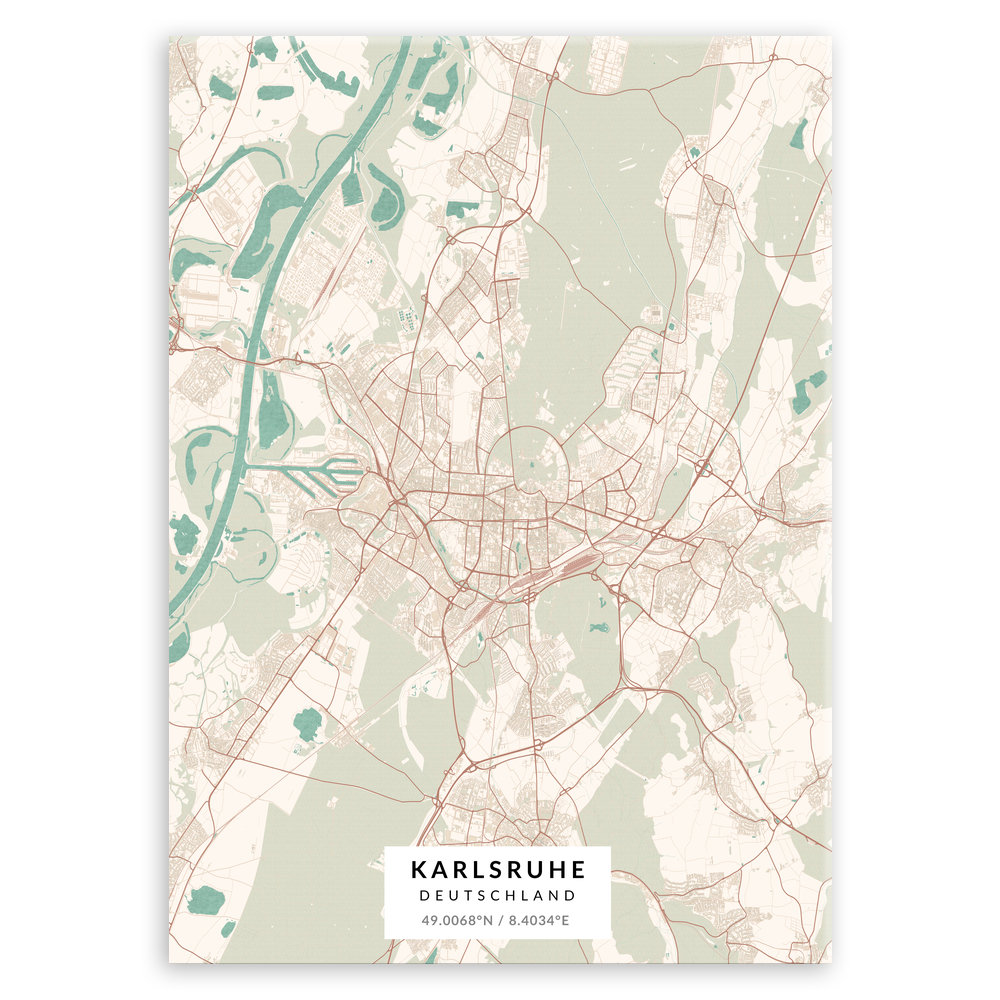 Plakat metalowy Mapa Vintage Karlsruhe M