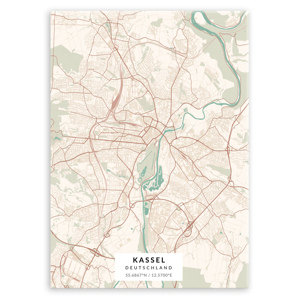 Plakat metalowy Mapa Vintage Kassel M