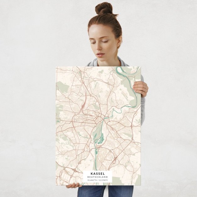 Plakat metalowy Mapa Vintage Kassel L