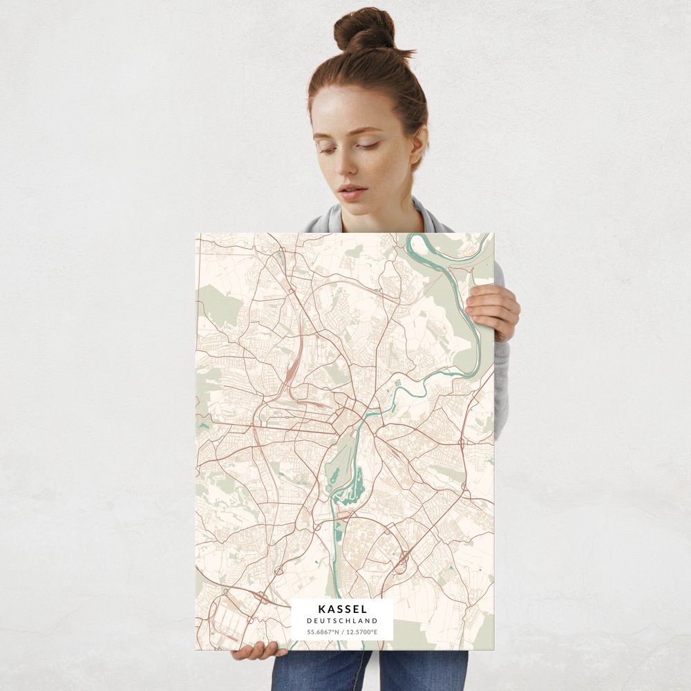 Plakat metalowy Mapa Vintage Kassel L