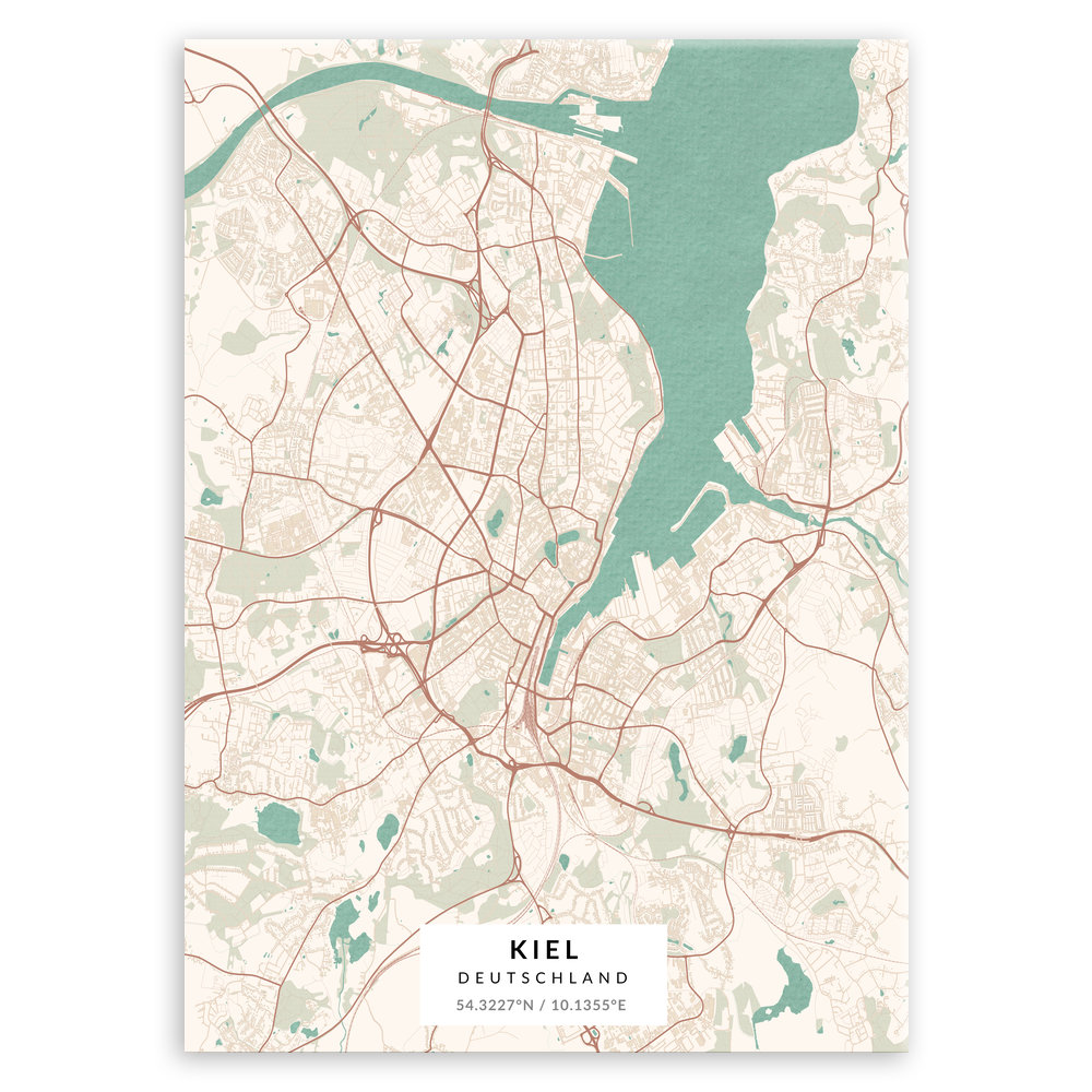Plakat metalowy Mapa Vintage Kiel M