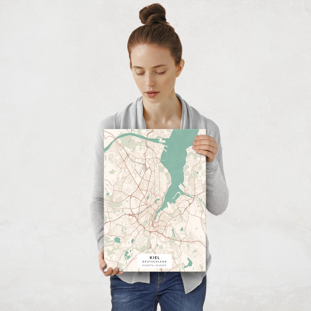 Plakat metalowy Mapa Vintage Kiel M