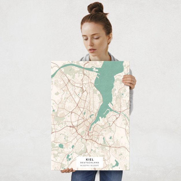 Plakat metalowy Mapa Vintage Kiel L