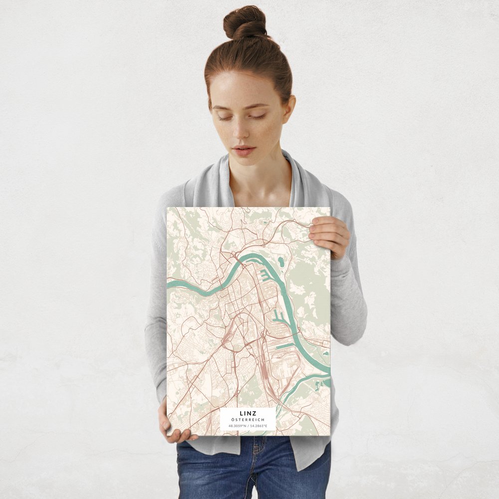 Plakat metalowy Mapa Vintage Linz M