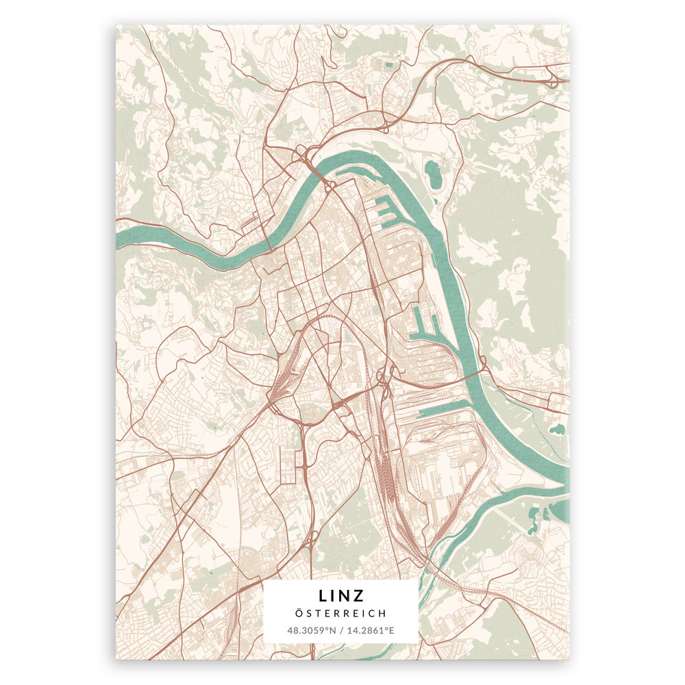 Plakat metalowy Mapa Vintage Linz L