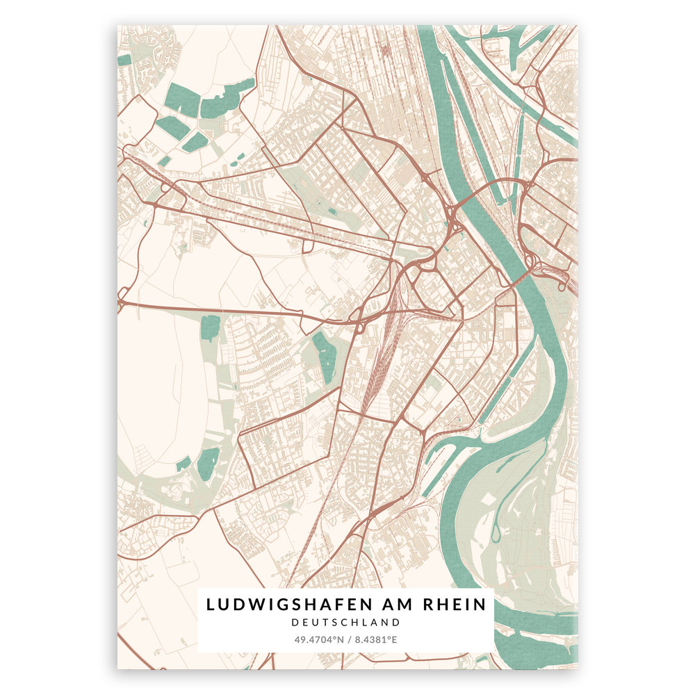 Plakat metalowy Mapa Vintage Ludwigshafen am Rhein L
