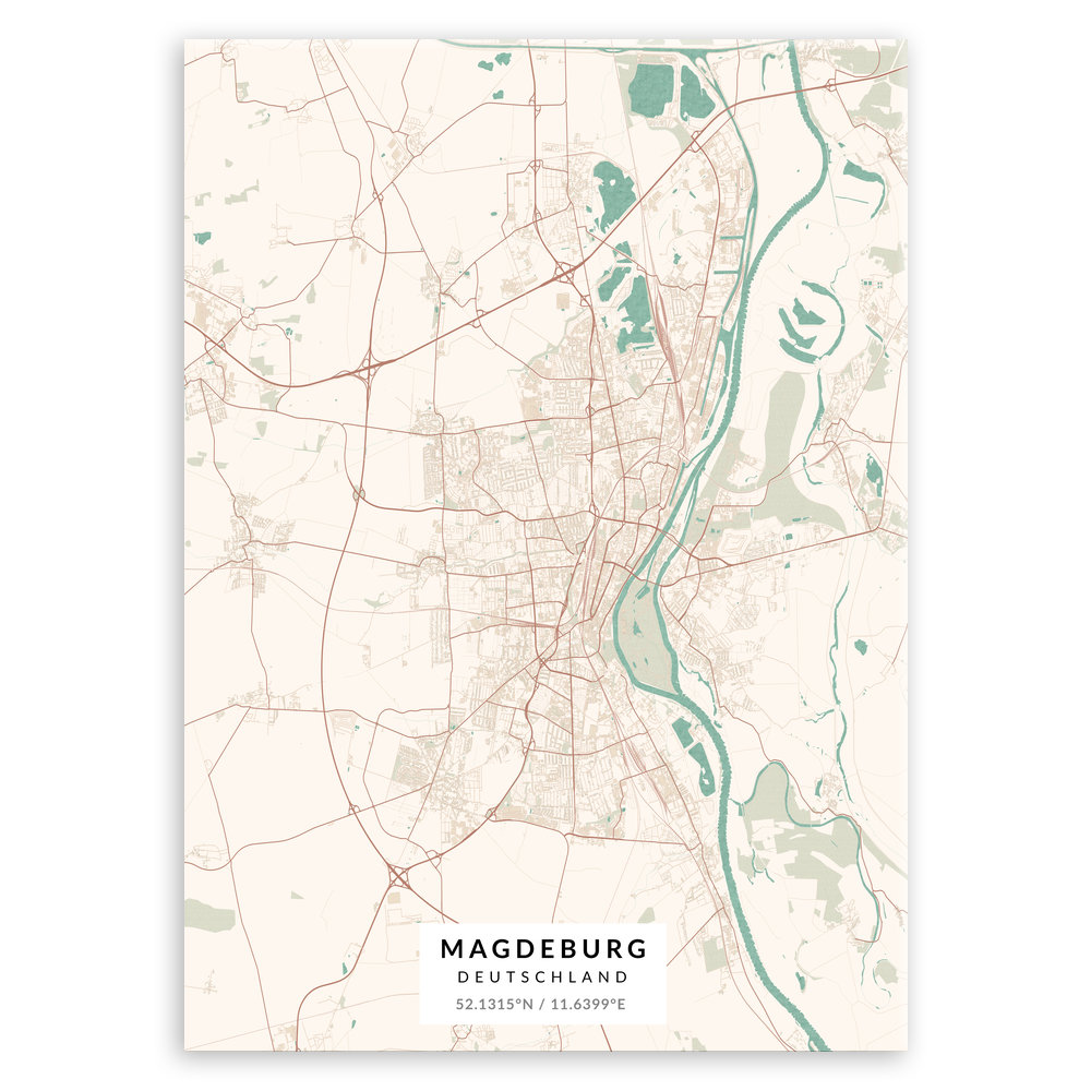Plakat metalowy Mapa Vintage Magdeburg L