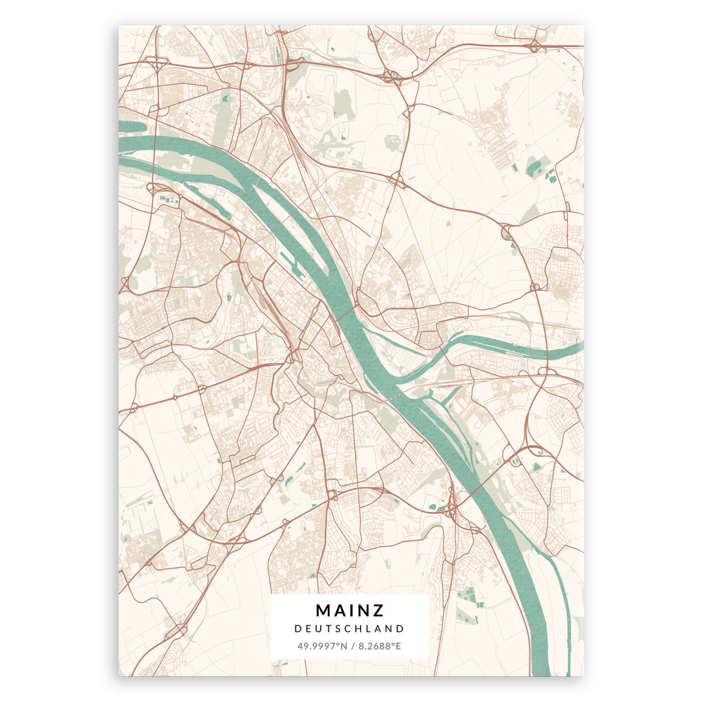 Plakat metalowy Mapa Vintage Mainz L