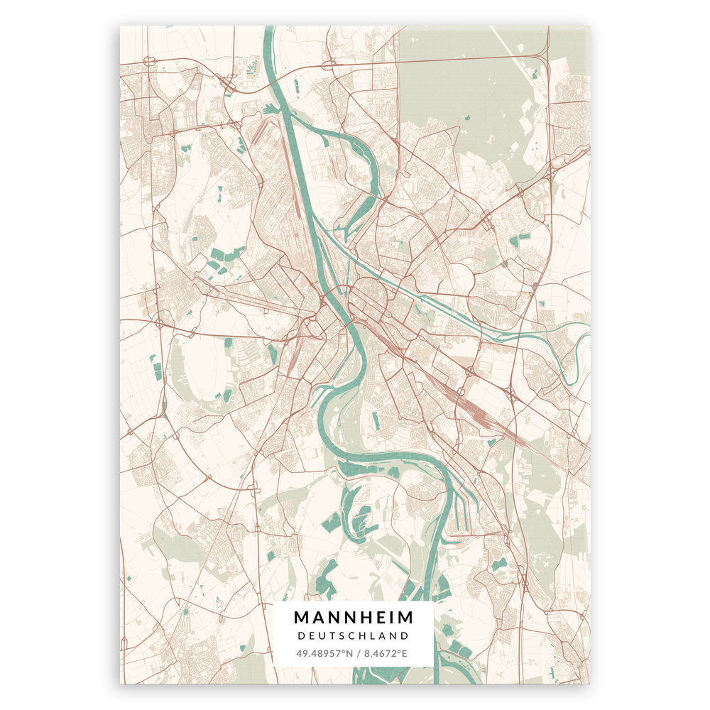 Plakat metalowy Mapa Vintage Mannheim M