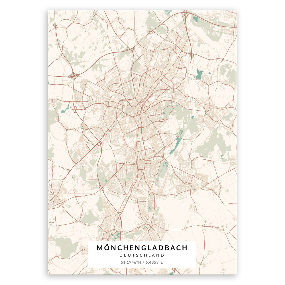 Plakat metalowy Mapa Vintage Mönchengladbach L