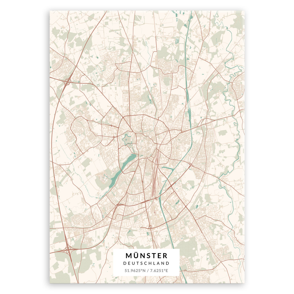 Plakat metalowy Mapa Vintage Münster L