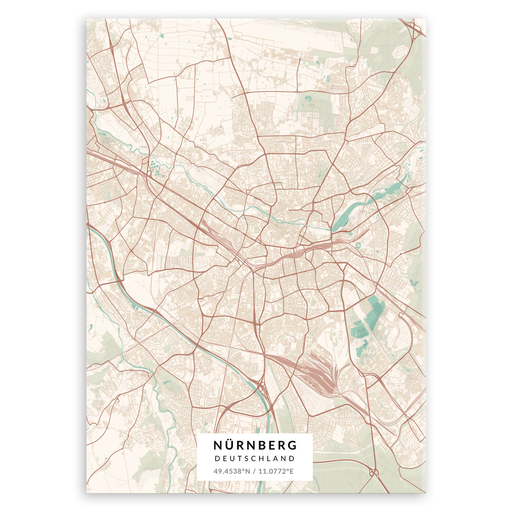 Plakat metalowy Mapa Vintage Nürnberg M