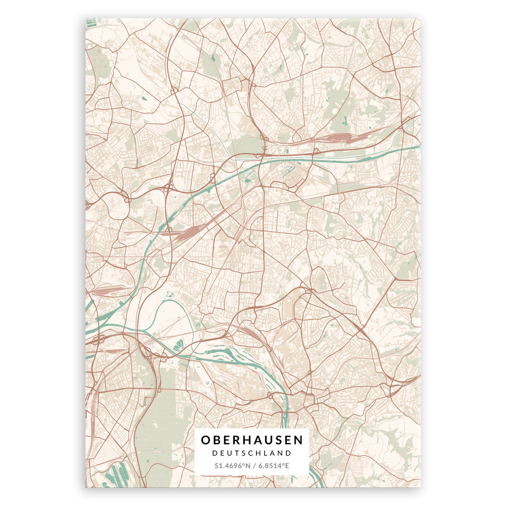 Plakat metalowy Mapa Vintage Oberhausen L
