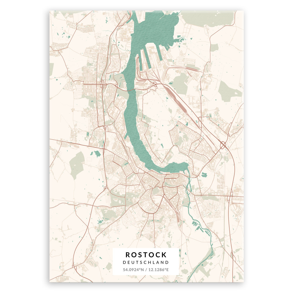 Plakat metalowy Mapa Vintage Rostock M