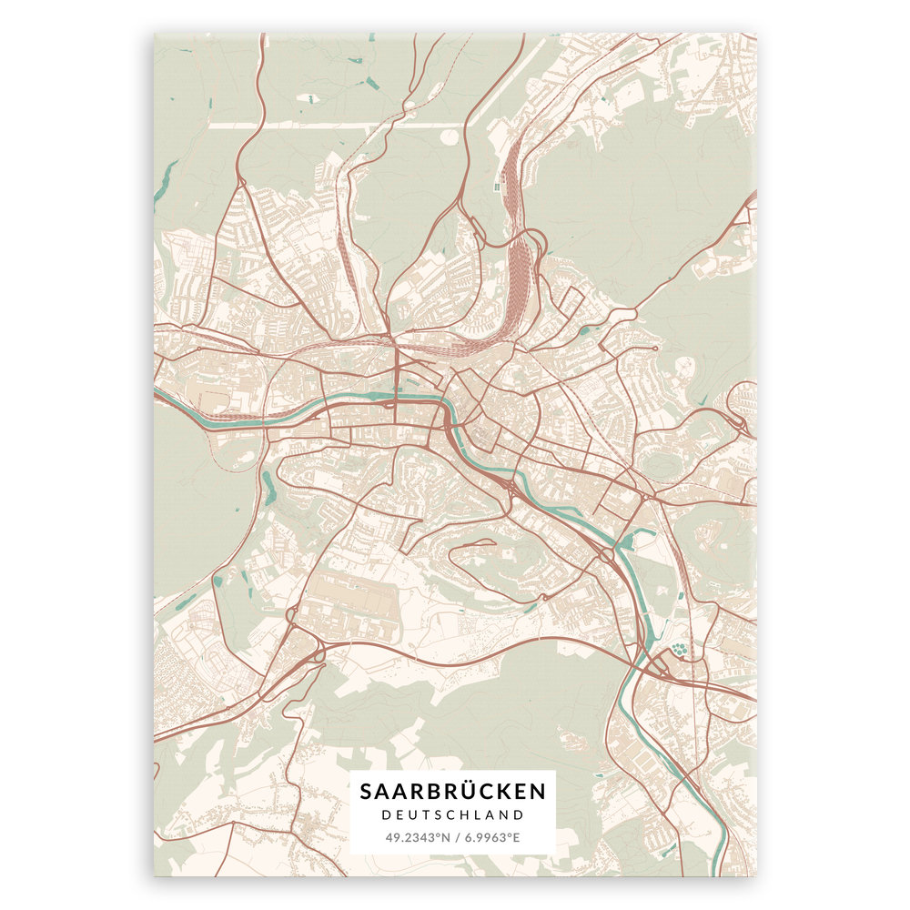 Plakat metalowy Mapa Vintage Saarbrücken M