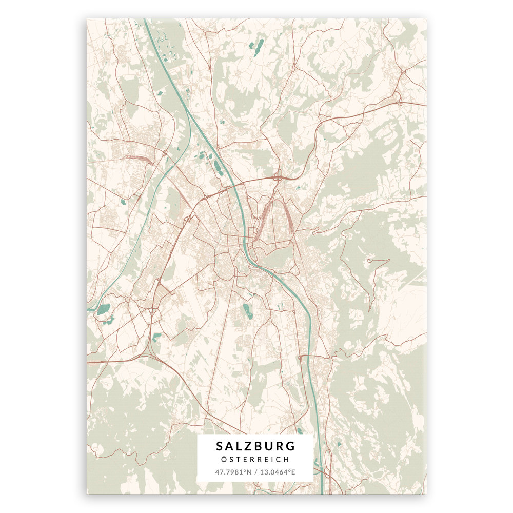Plakat metalowy Mapa Vintage Salzburg L