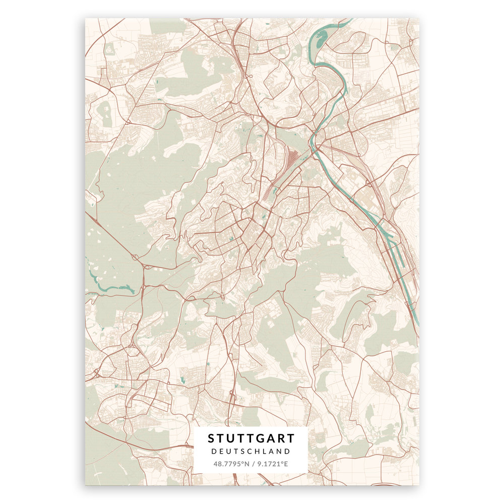 Plakat metalowy Mapa Vintage Stuttgart M