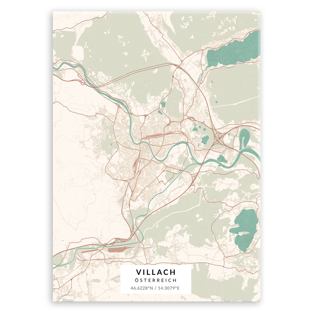 Plakat metalowy Mapa Vintage Villach M