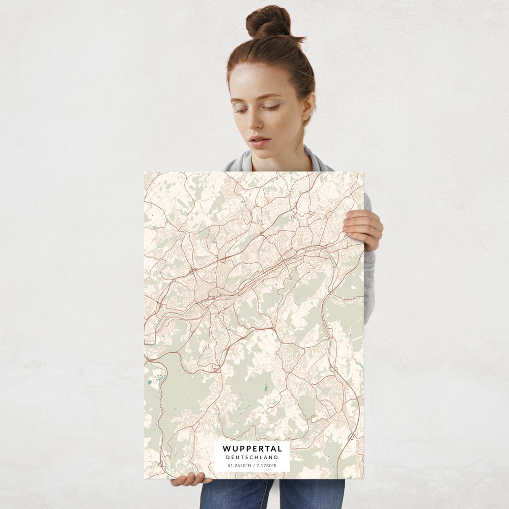 Plakat metalowy Mapa Vintage Wuppertal L