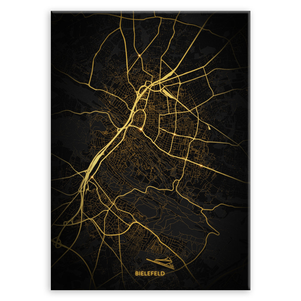Plakat metalowy Mapa Night Lights Bielefeld M
