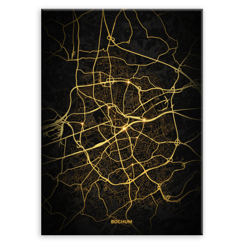 Plakat metalowy Mapa Night Lights Bochum M
