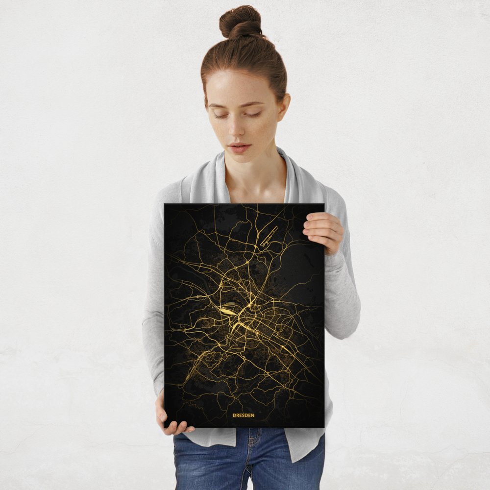 Plakat metalowy Mapa Night Lights Dresden M