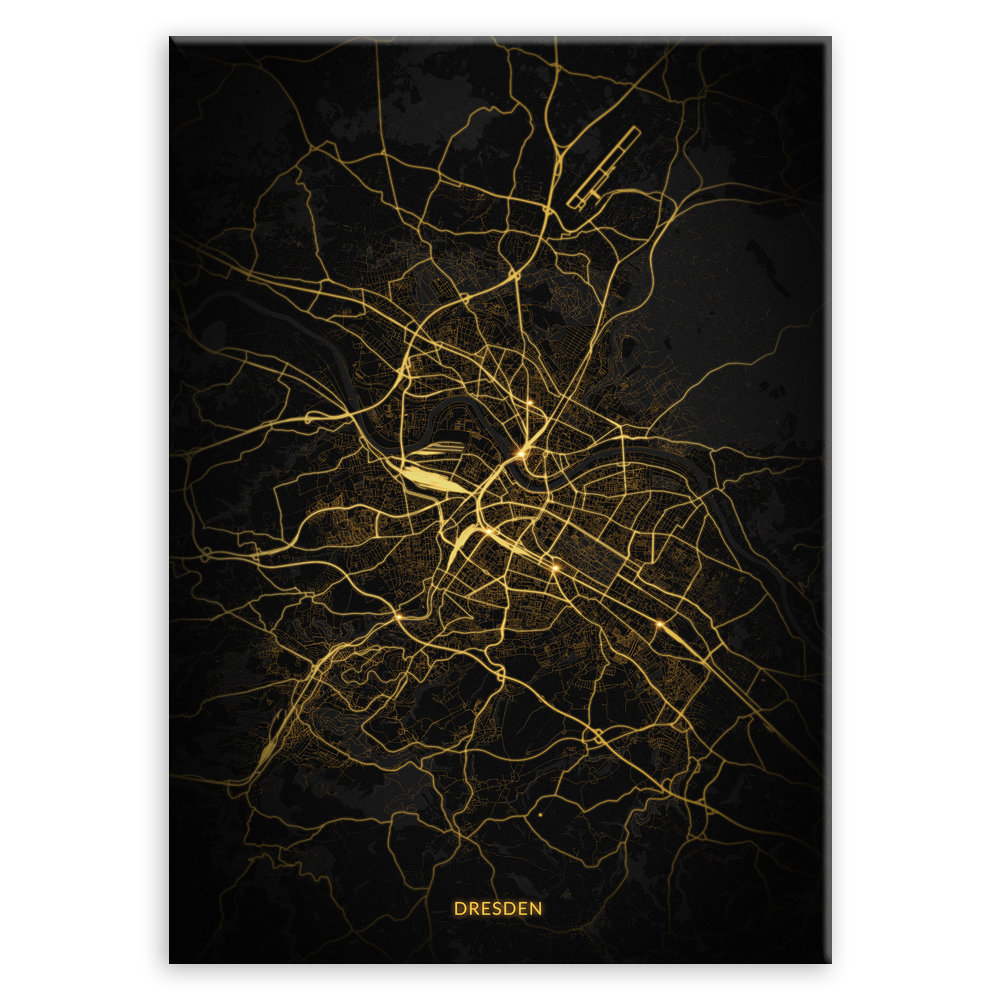 Plakat metalowy Mapa Night Lights Dresden L