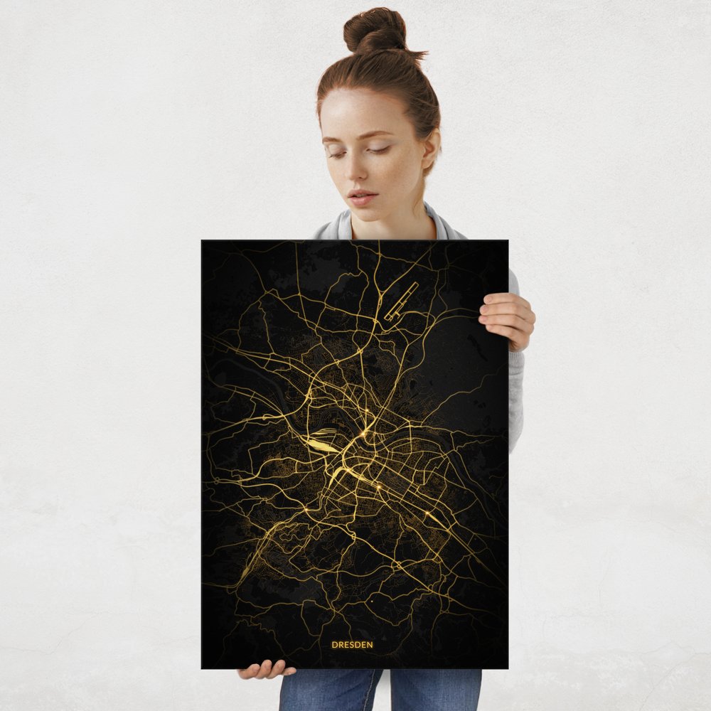 Plakat metalowy Mapa Night Lights Dresden L