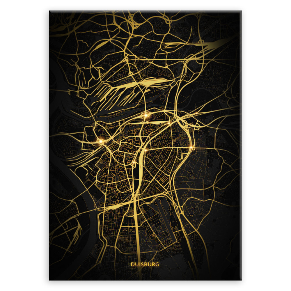 Plakat metalowy Mapa Night Lights Duisburg L