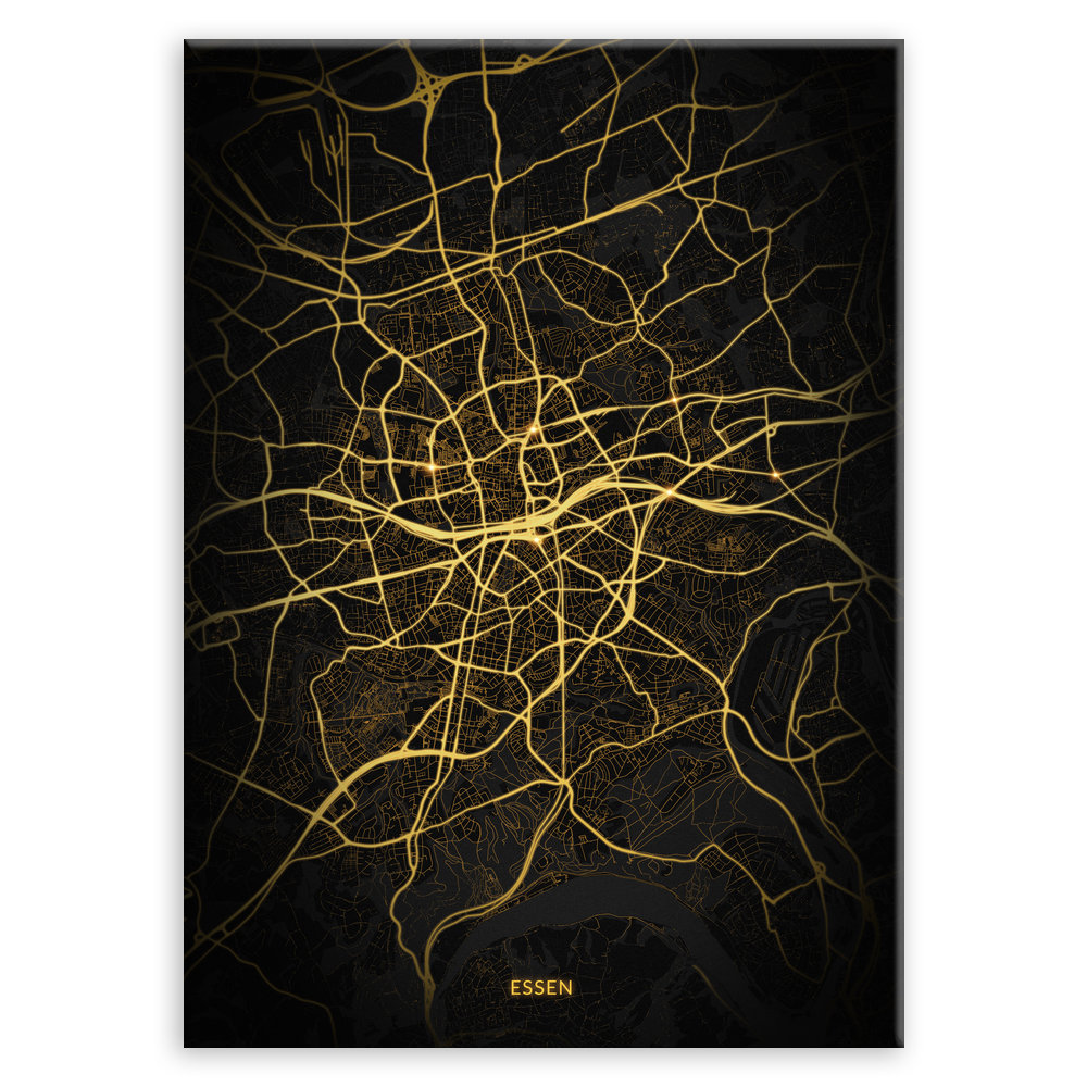 Plakat metalowy Mapa Night Lights Essen L