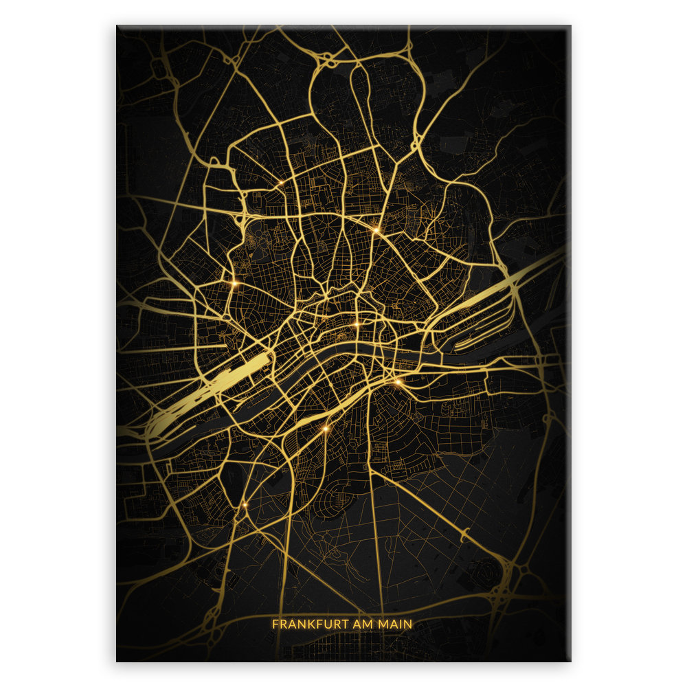 Plakat metalowy Mapa Night Lights Frankfurt am Main M