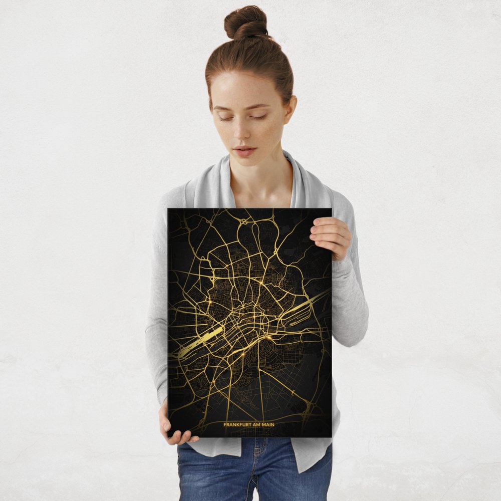 Plakat metalowy Mapa Night Lights Frankfurt am Main M