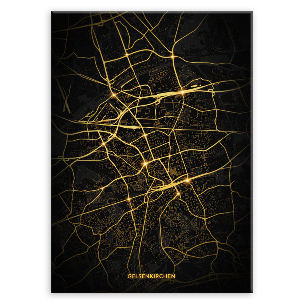 Plakat metalowy Mapa Night Lights Gelsenkirchen L