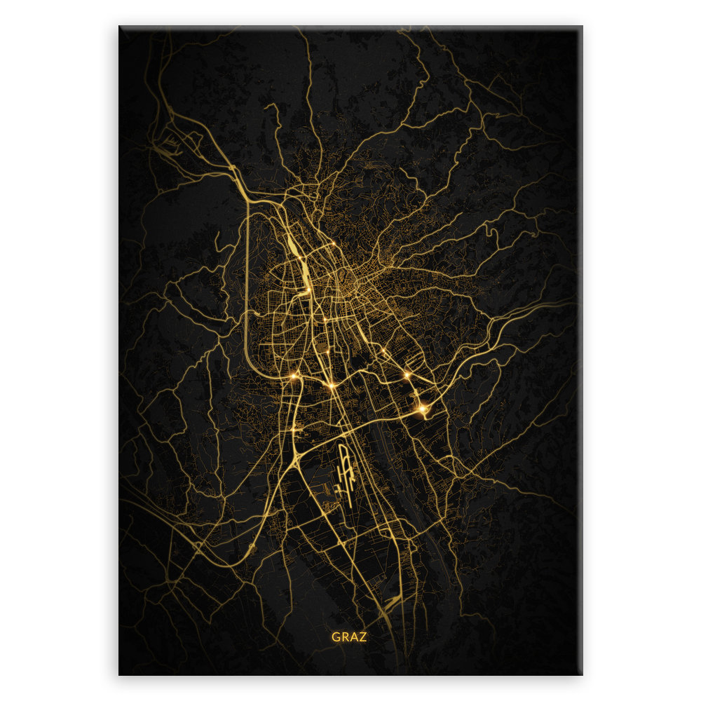 Plakat metalowy Mapa Night Lights Graz M
