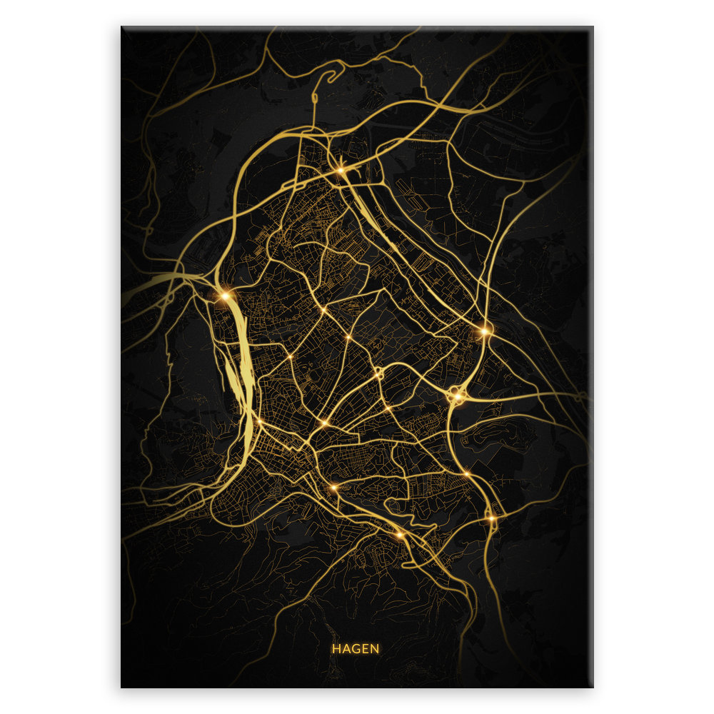 Plakat metalowy Mapa Night Lights Hagen L