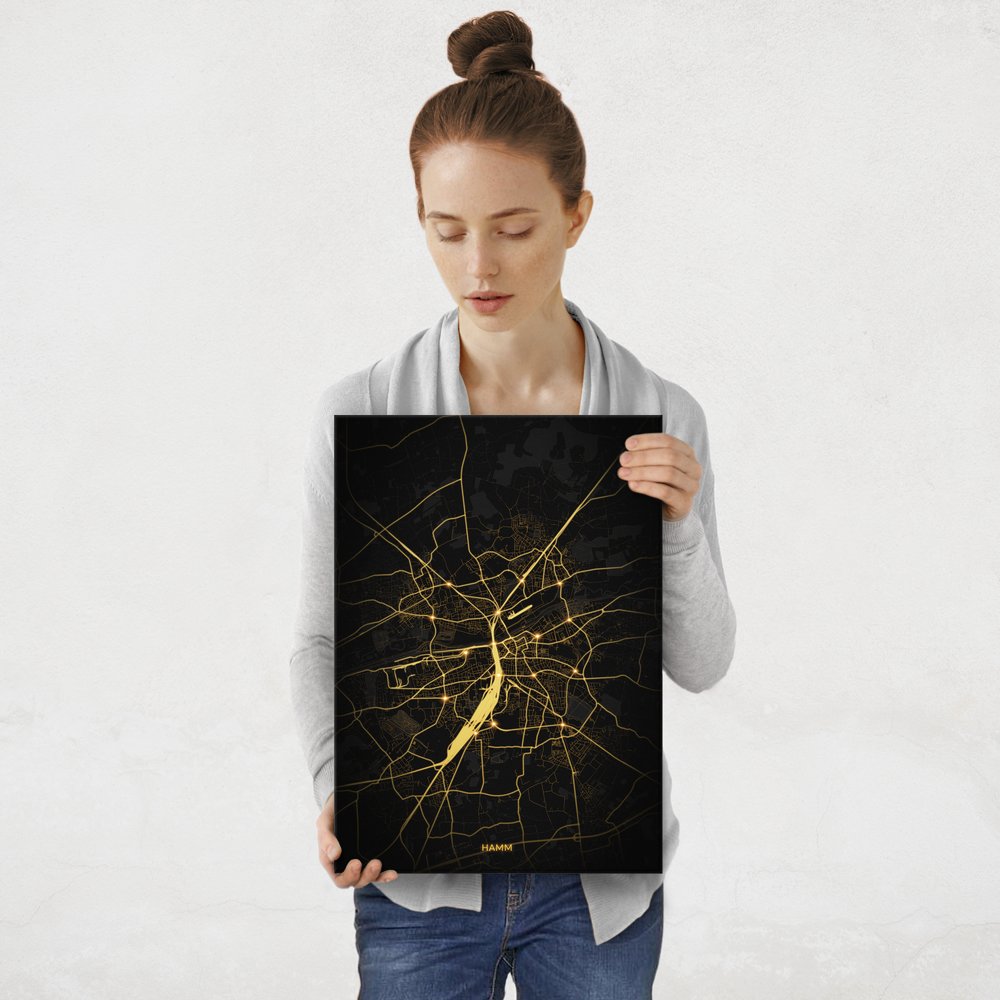 Plakat metalowy Mapa Night Lights Hamm M