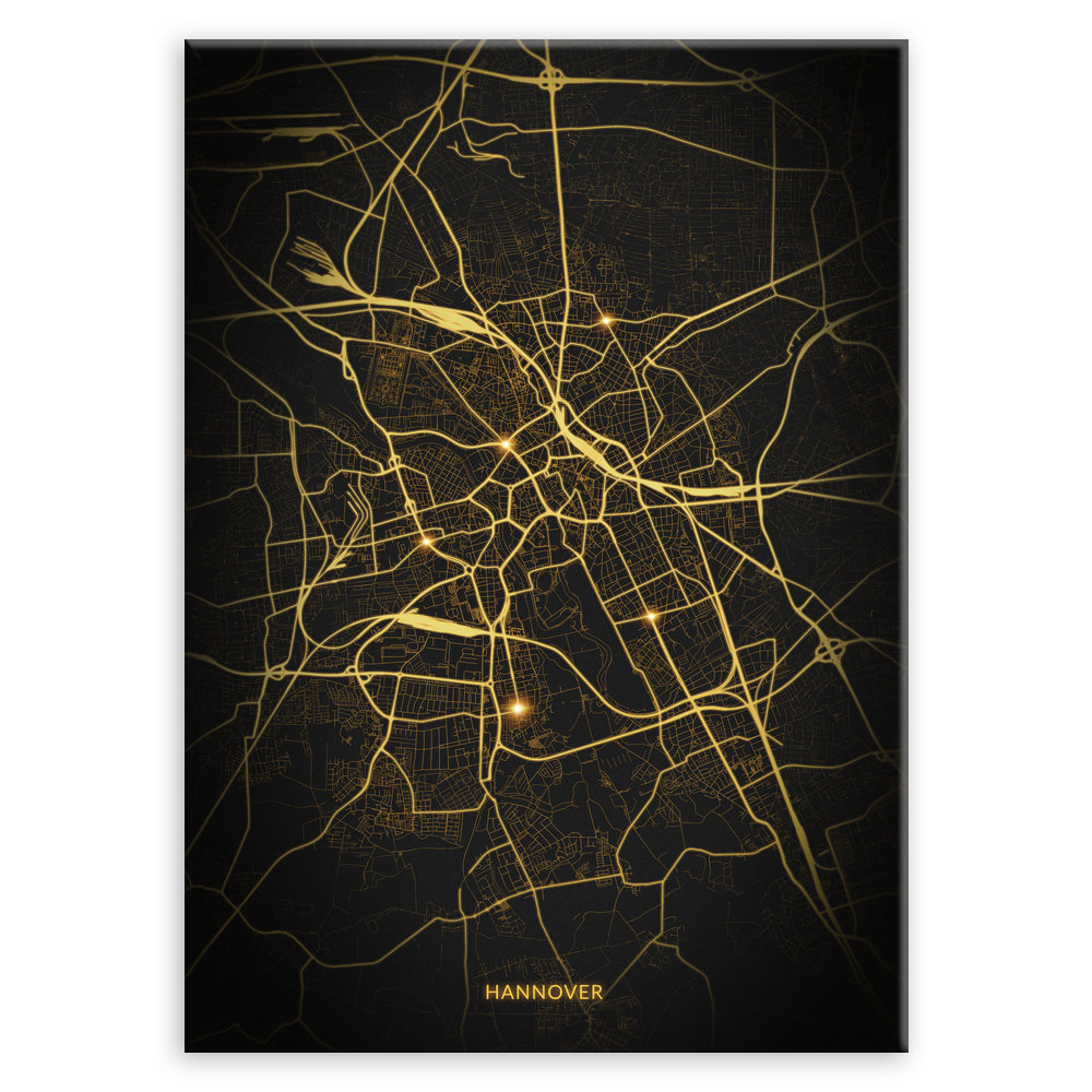 Plakat metalowy Mapa Night Lights Hannover M