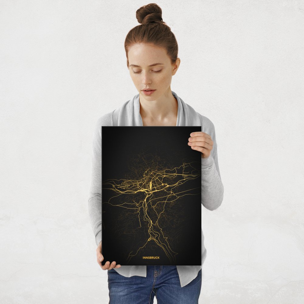 Plakat metalowy Mapa Night Lights Innsbruck M