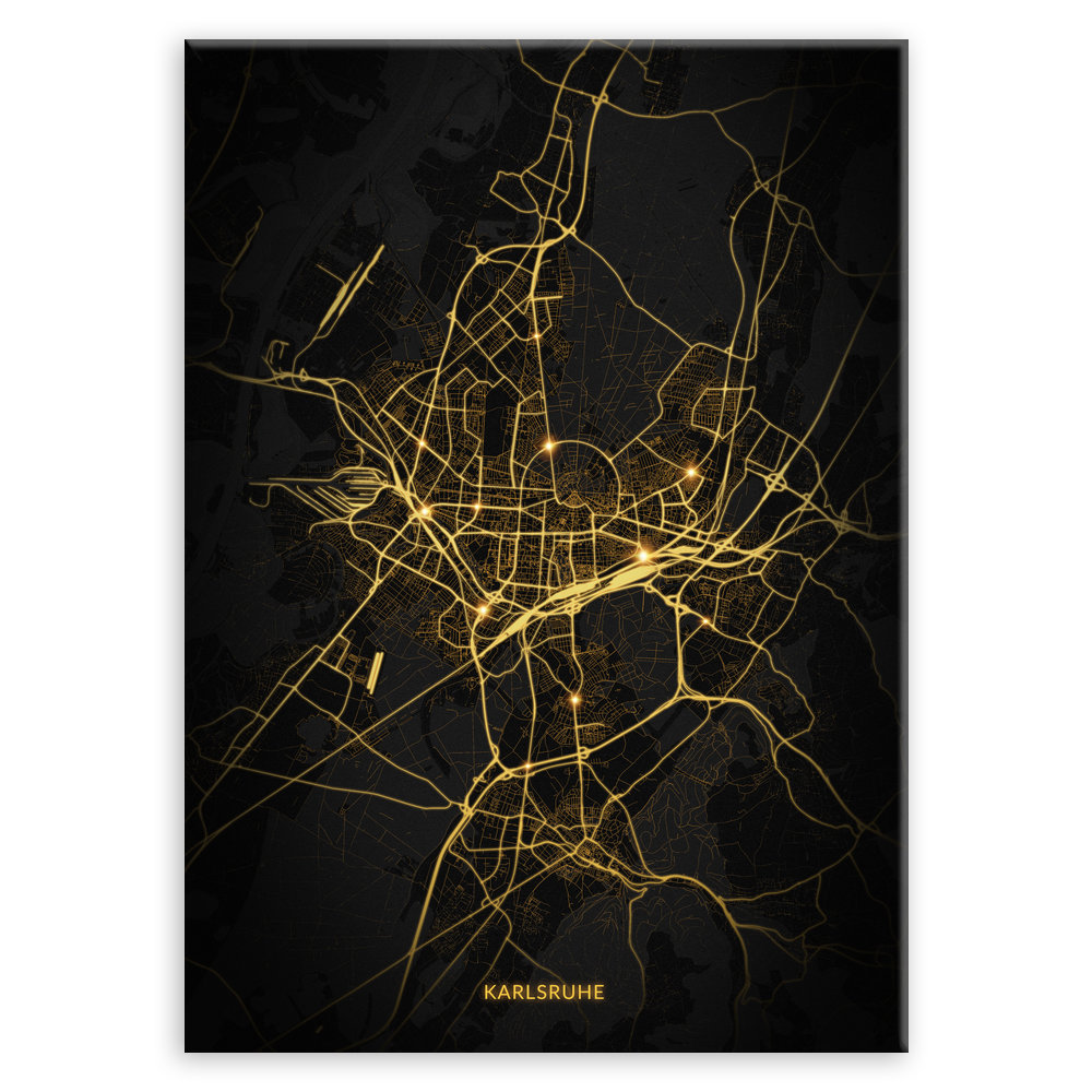 Plakat metalowy Mapa Night Lights Karlsruhe M