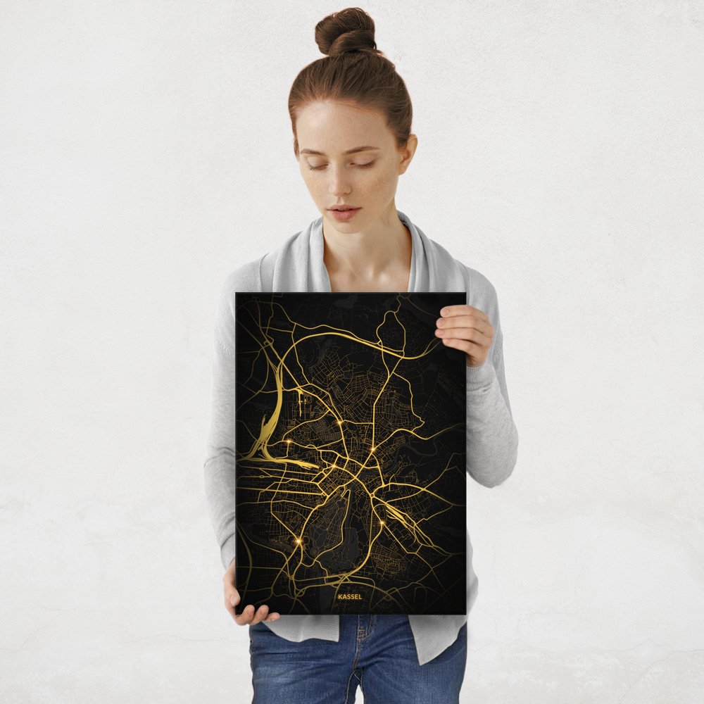 Plakat metalowy Mapa Night Lights Kassel M