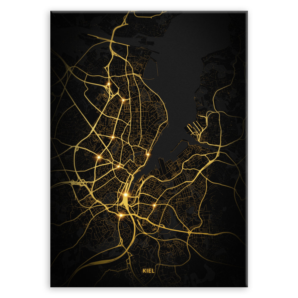 Plakat metalowy Mapa Night Lights Kiel L